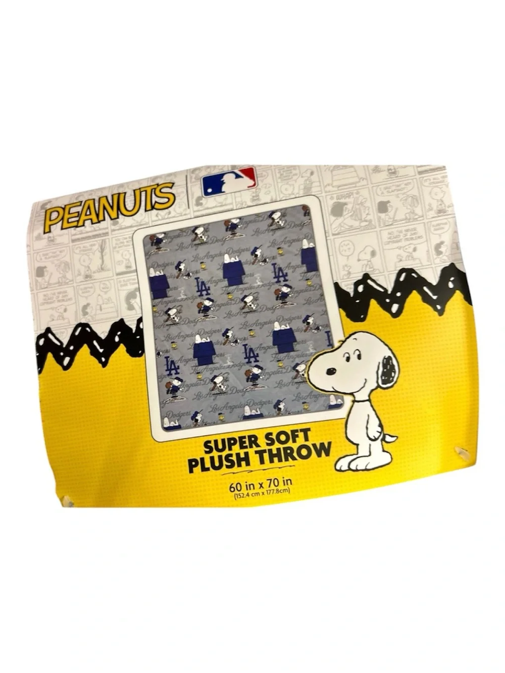 Peanuts Los Angeles Dodgers Plush Throw Blanket - Gray & Blue